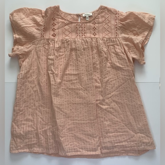 Anthropologie Ella Moss Brianne Peach Eyelet Flutter Sleeve Blouse Size Medium - Picture 2 of 12